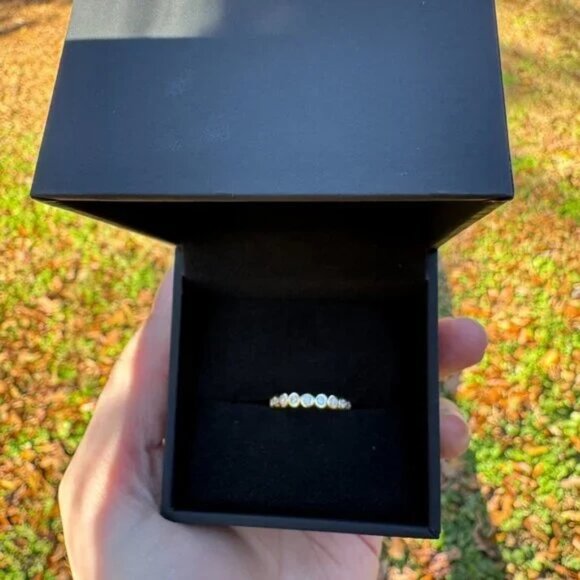 Zales 1/2 CT. T.W. Natural Diamond Bezel-Set Eternity Band in 14K Gold Size 4.5 - Picture 9 of 17